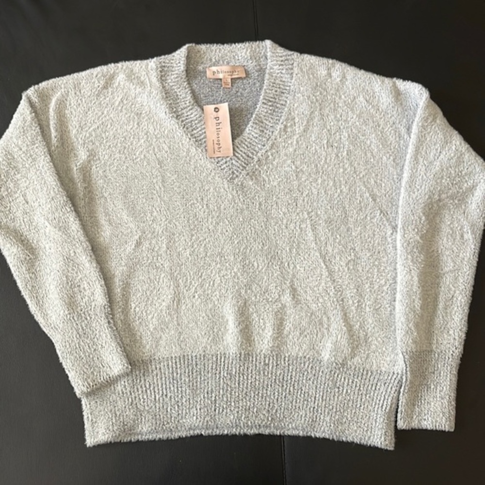 NEW LIGHT BLUE PHILOSOPHY EYELASH SWEATER